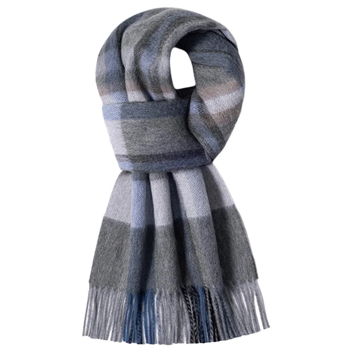 一米画纱 柔软触感经典格纹加厚保暖舒适格子条纹撞色流苏 山羊绒 绒线围巾 男女同款情侣款