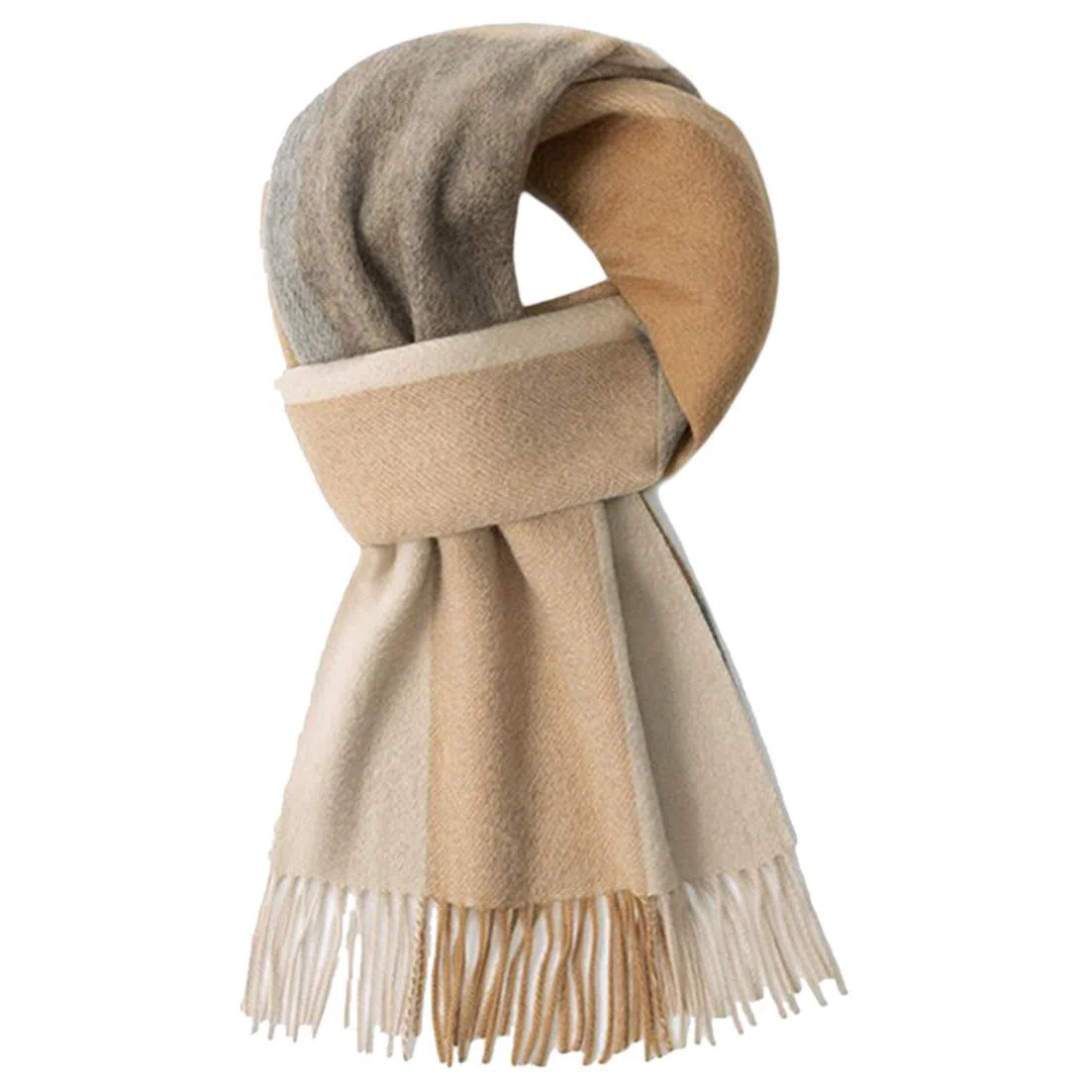 一米画纱 柔软触感经典格纹加厚保暖舒适格子条纹撞色流苏 山羊绒 绒线围巾 男女同款情侣款