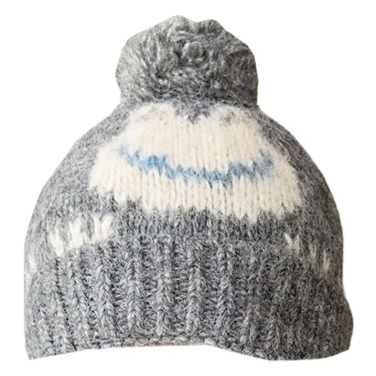 艾佳微 可爱钩花搞怪有趣保暖百搭加厚显白套头针织帽 腈纶 绒线帽 男女同款情侣款