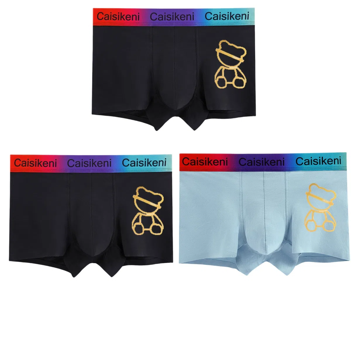 兰缪 纯棉透气渐变无痕舒适时尚多彩清新平角内裤 男款