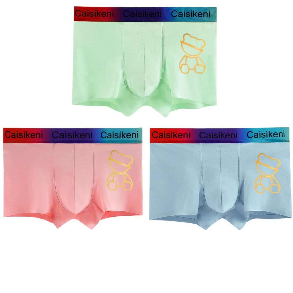 兰缪 纯棉透气渐变无痕舒适时尚多彩清新平角内裤 男款