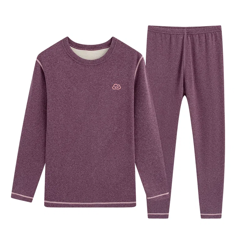 贴身领域 秋冬羊绒蚕丝德绒内衣女士初高中学生加厚秋衣秋裤女冬季保暖套装 女款