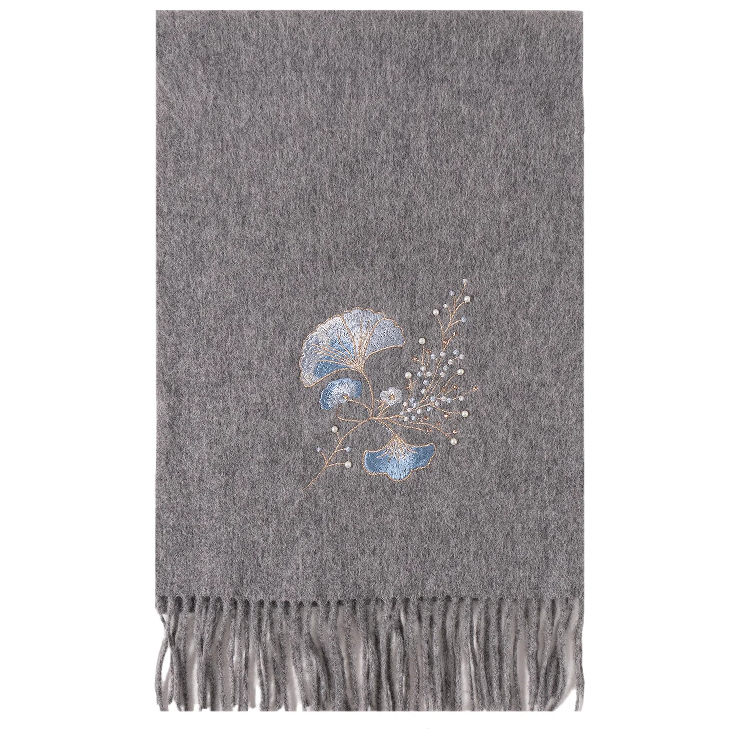 上海故事 花卉刺绣加厚保暖精致舒适优雅柔软 绵羊毛 绒线围巾 女款