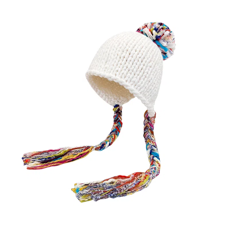 北极绒 彩色流苏民族风甜美护耳时尚保暖针织帽 聚酯纤维 绒线帽 男女同款情侣款