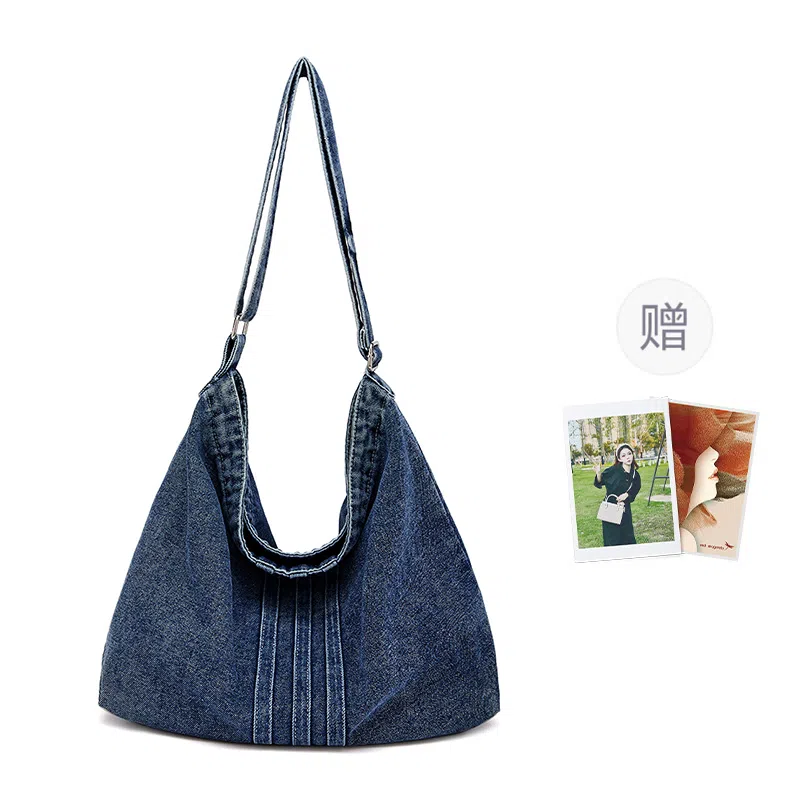 红蜻蜓 轻便通勤耐脏简约百搭 织物 单肩包 常规 男女同款情侣款 牛仔蓝