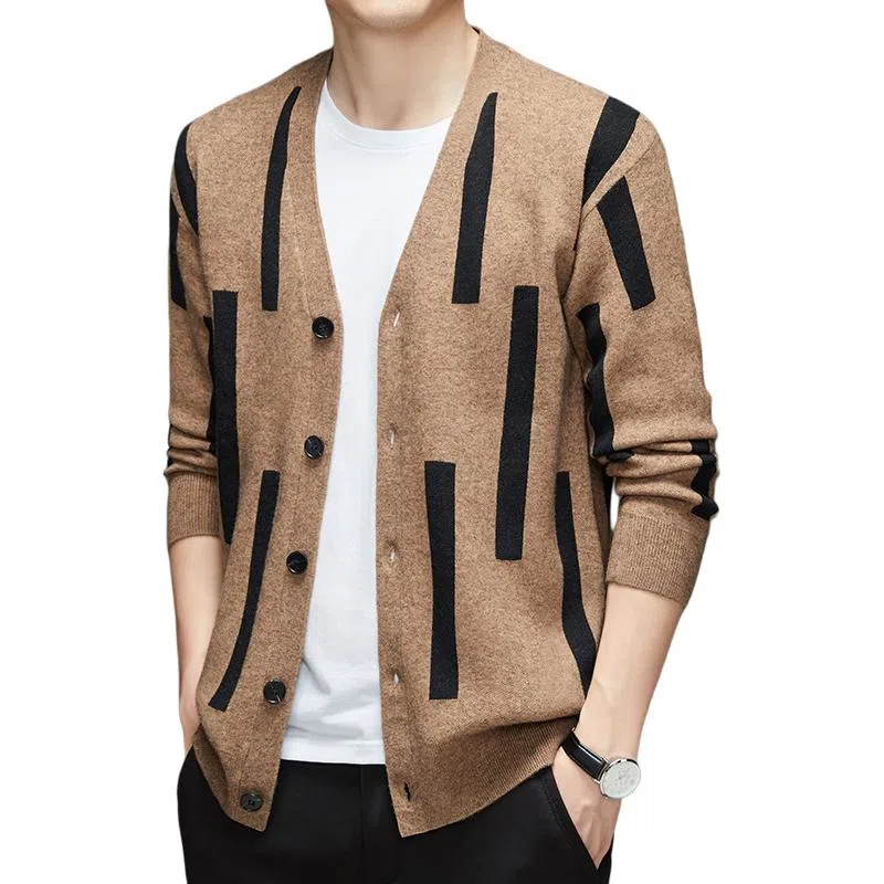 卡丹狄诺 开衫外套羊毛提花针织衫 男款