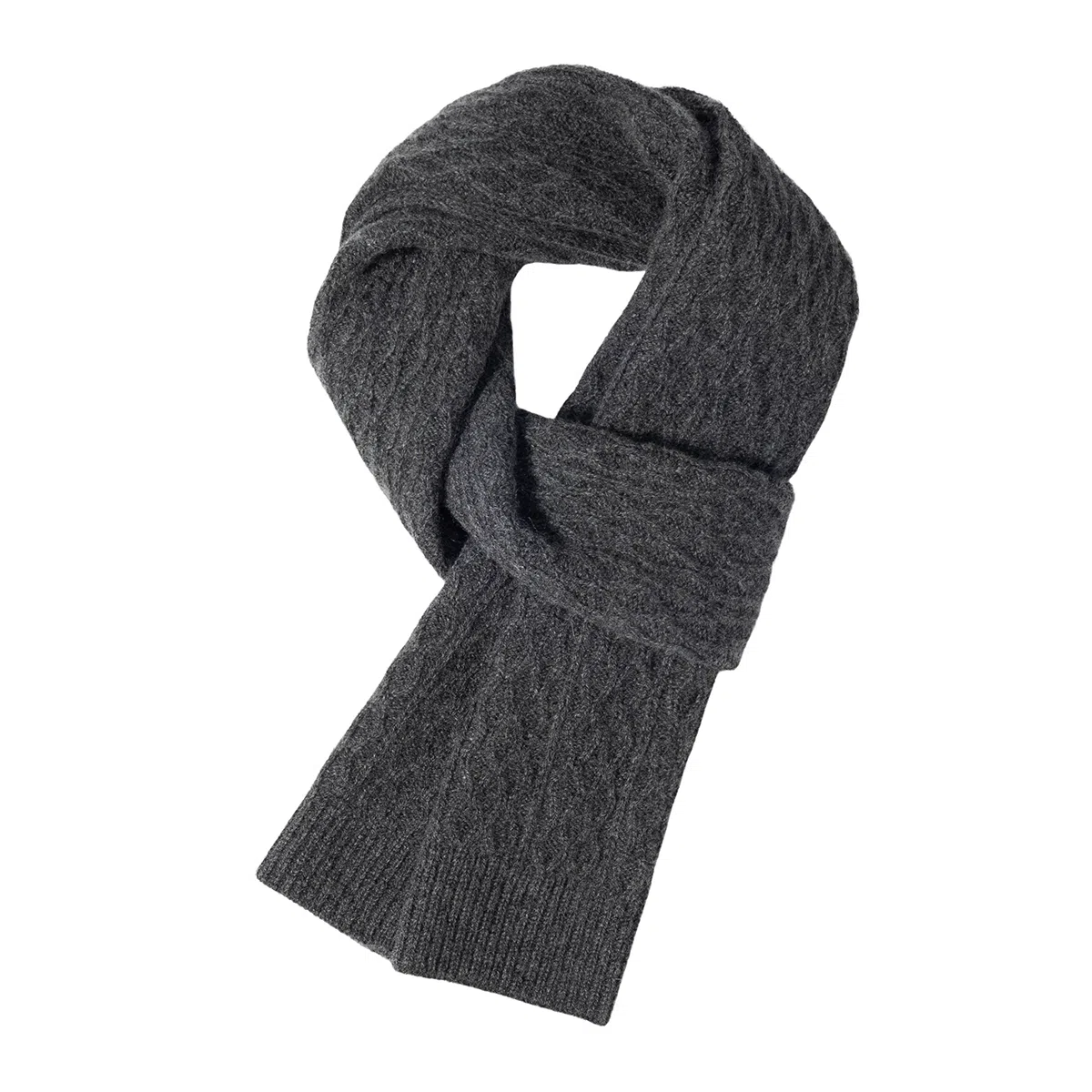 一米画纱 高品质水纹绞花柔软保暖外出小巧针织 时尚轻奢高级感 山羊绒 绒线围巾 男女同款情侣款