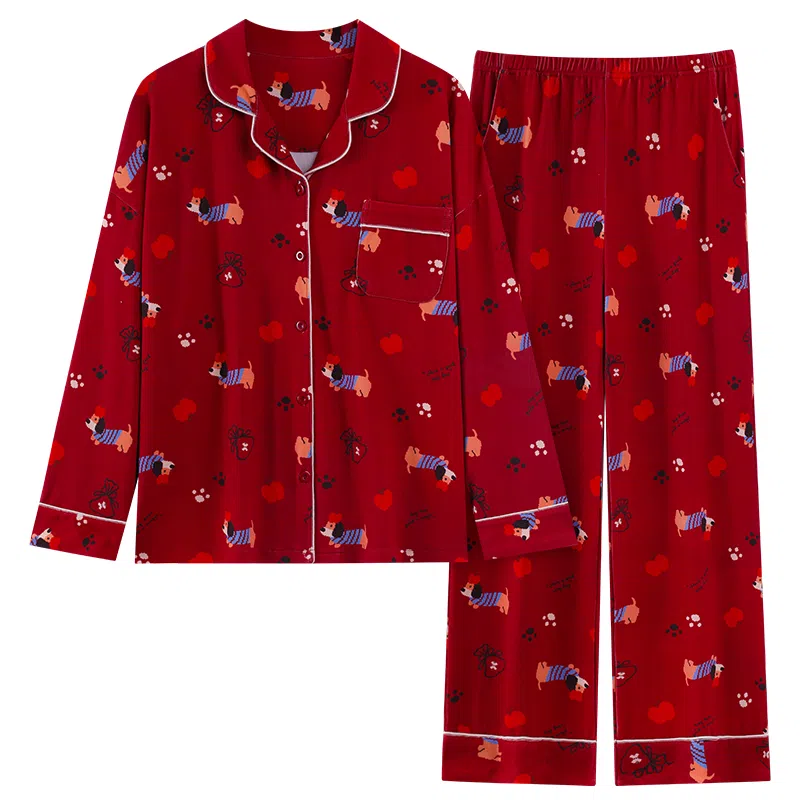 莫代尔 时尚百搭舒适柔软亲肤细腻长袖长裤家居服可外穿睡衣套装 男女同款