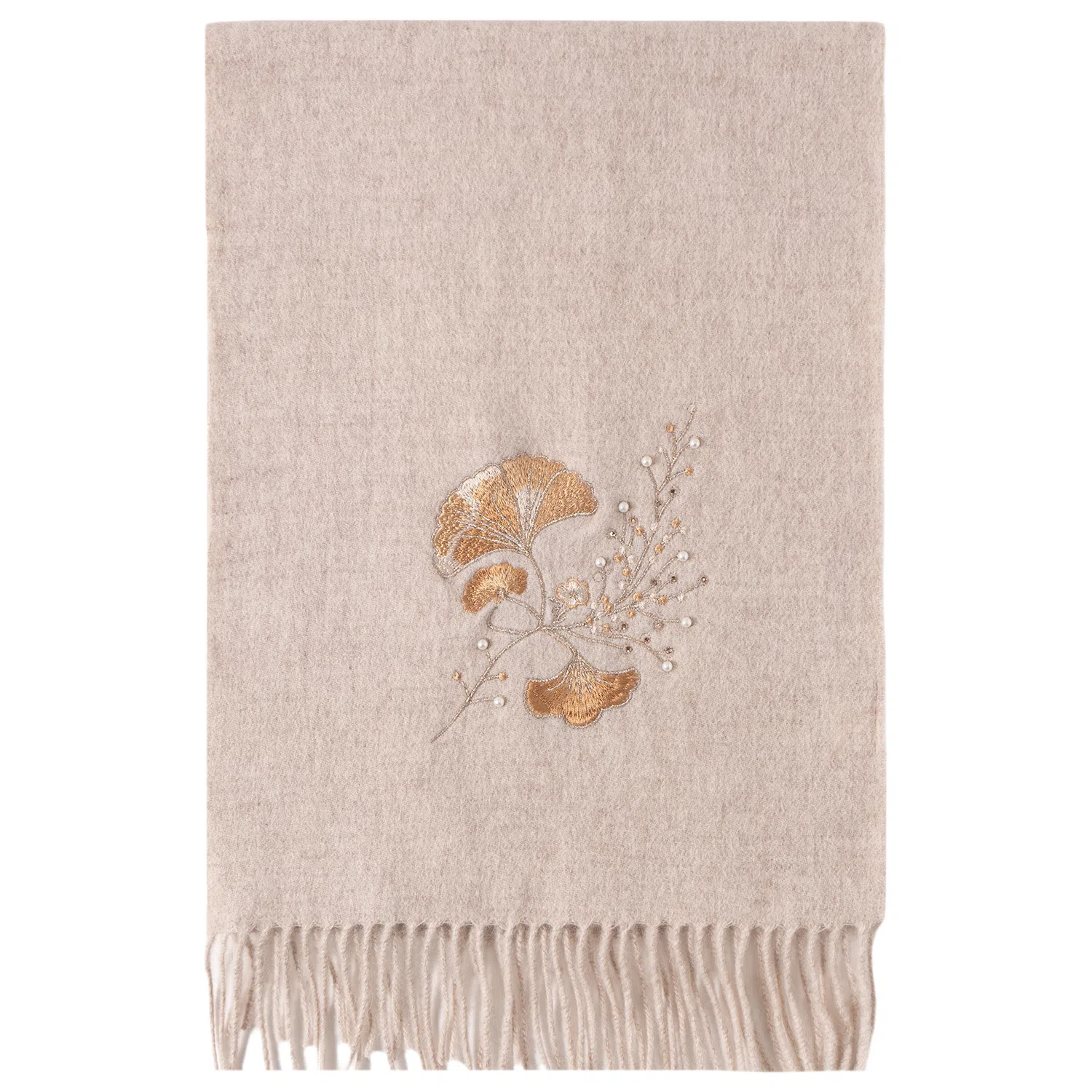 上海故事 花卉刺绣加厚保暖精致舒适优雅柔软 绵羊毛 绒线围巾 女款