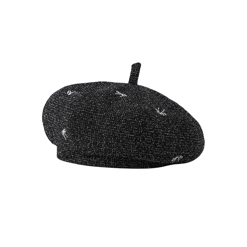 朵澜 水洗牛仔女大头围日系蝴蝶结八角帽时尚显脸小帽子 聚酯纤维 贝雷帽 女款