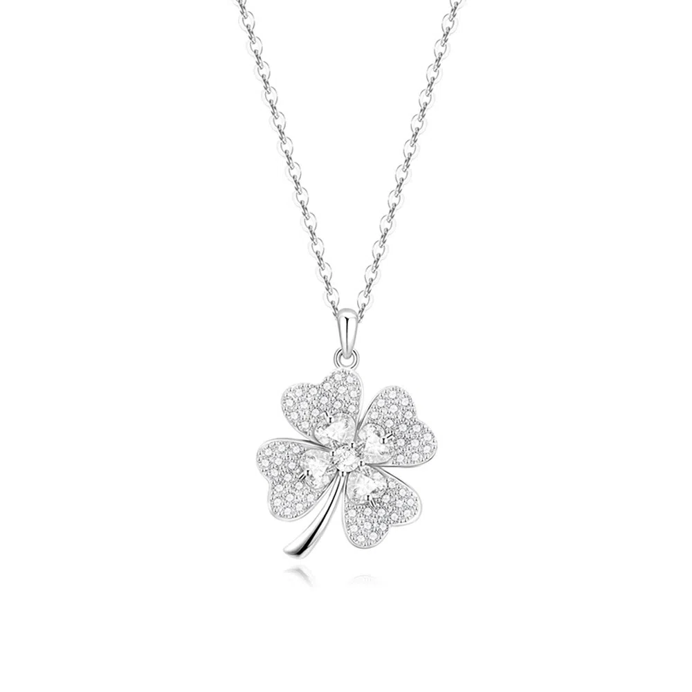 【S925银 幸运四叶草】 七七银饰 小众设计轻奢灵动闪耀 小清新 简约精致高级感转运锁骨链 浪漫约会告白 纯银 项链 女款