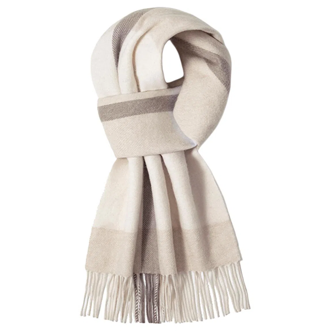 一米画纱 柔软触感经典格纹加厚保暖舒适格子条纹撞色流苏 山羊绒 绒线围巾 男女同款情侣款