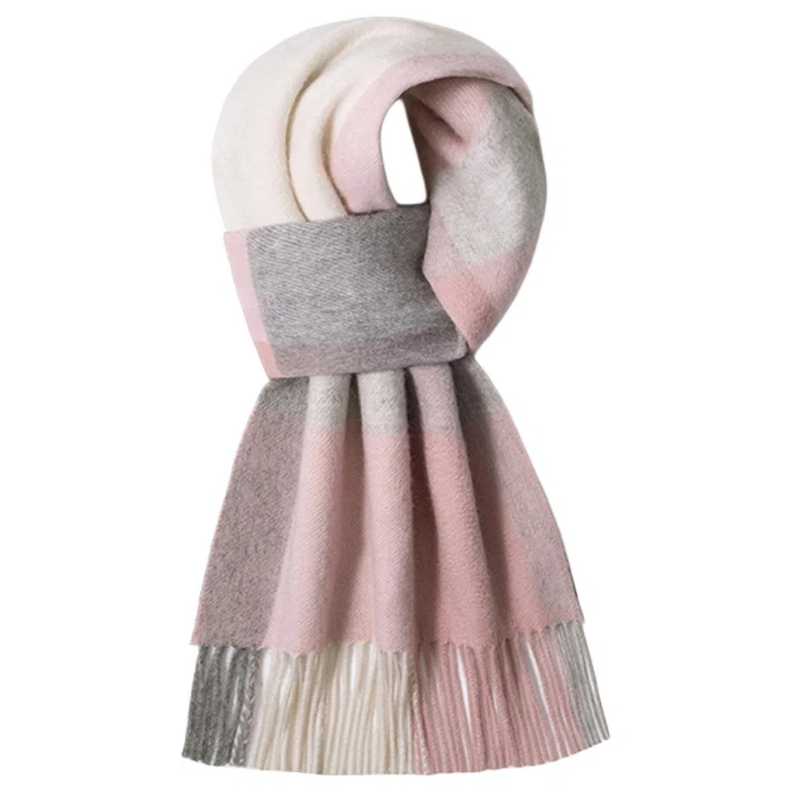 一米画纱 柔软触感经典格纹加厚保暖舒适格子条纹撞色流苏 山羊绒 绒线围巾 男女同款情侣款