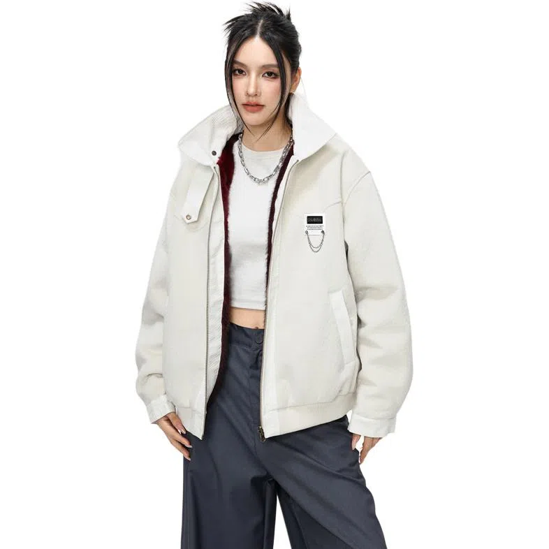 【派克服双面穿】布客行 狼纹绒感座山雕蟒纹拼皮仿水貂兔绒哈灵顿轻奢老钱高级硬挺重工美式复古高街机能美拉德防寒保暖棉服 男女同款