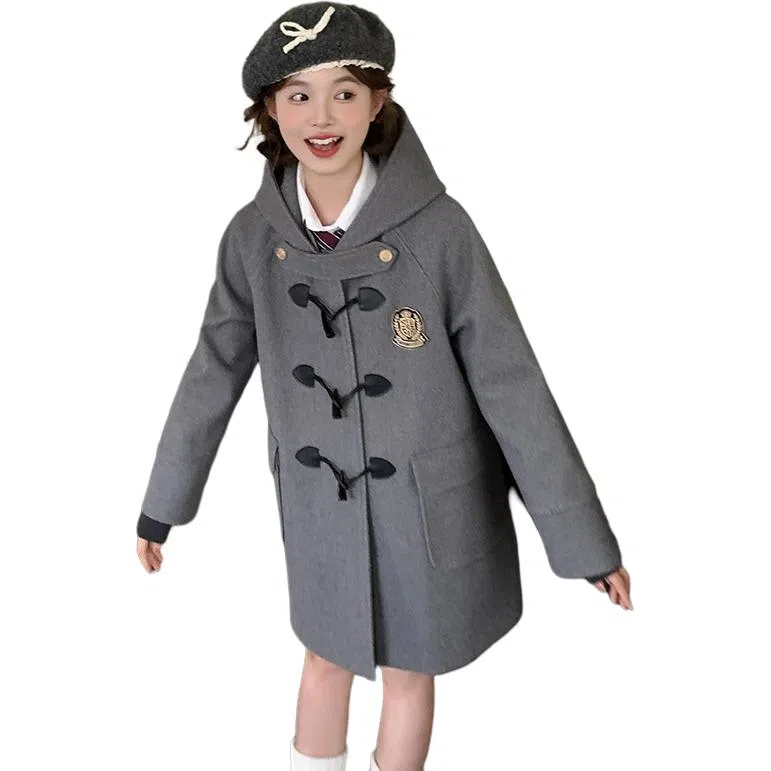 东鲸岁时记 开学季时尚舒适保暖经典柔软高级感冬季夹棉学院风长袖女毛呢外套中长款可爱毕业季大衣 女款