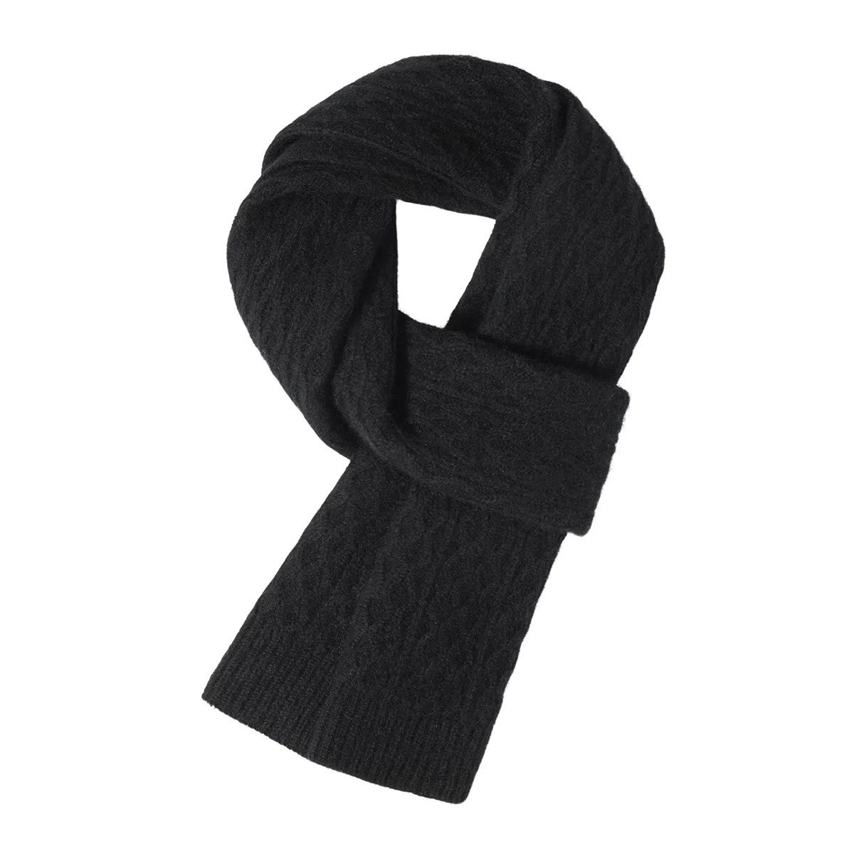 一米画纱 高品质水纹绞花柔软保暖外出小巧针织 时尚轻奢高级感 山羊绒 绒线围巾 男女同款情侣款