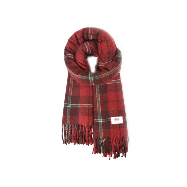 浪莎 小清新学院风高颜值粗线条格子秋冬季防寒护脖保暖加厚柔软撞色围脖 心动礼盒装 聚酯纤维 绒线围巾 男女同款情侣款