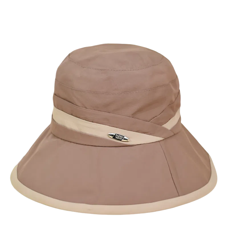 杨同学 韩版拼色时尚百搭金属小标优雅高级感遮阳防晒 涤纶 渔夫帽 女款 米色/卡其/咖啡/黑色