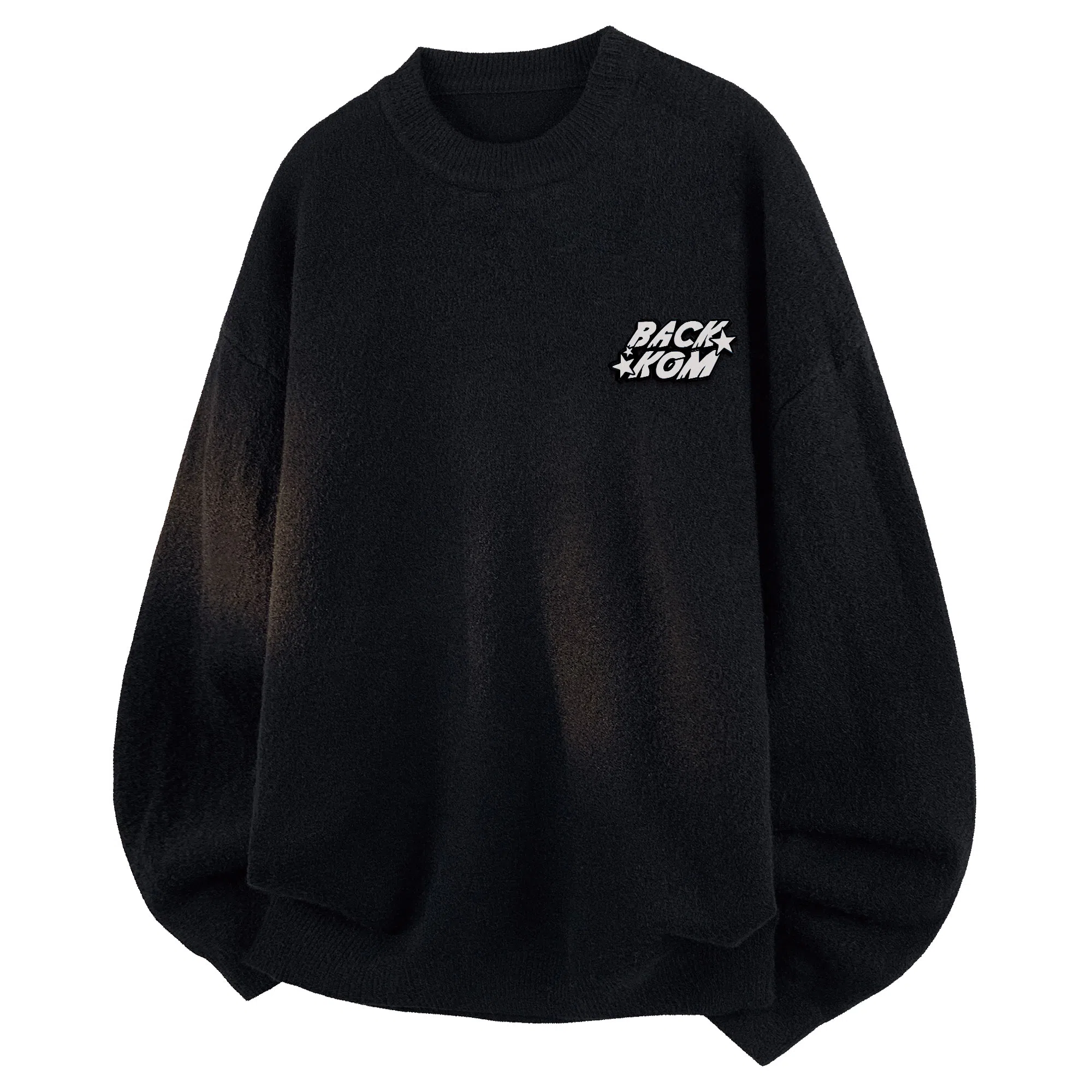 大卫贝肯 纯色基础款可拆卸胸针保暖宽松休闲慵懒百搭圆领韩系时尚长袖毛衣 男女同款