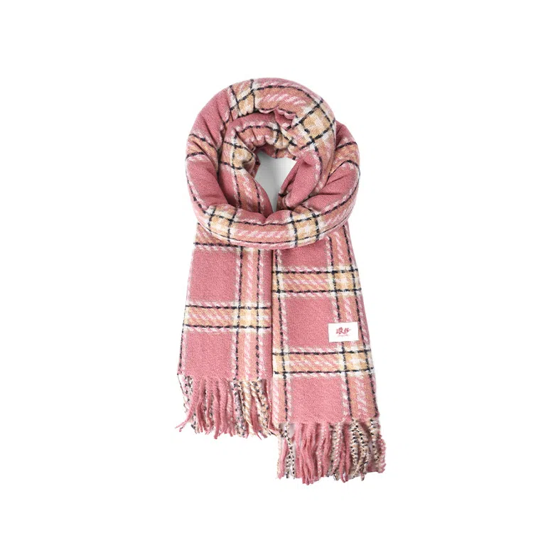 浪莎 韩系氛围感格子保暖百搭学院风配饰格纹 聚酯纤维 绒线围巾 男女同款情侣款