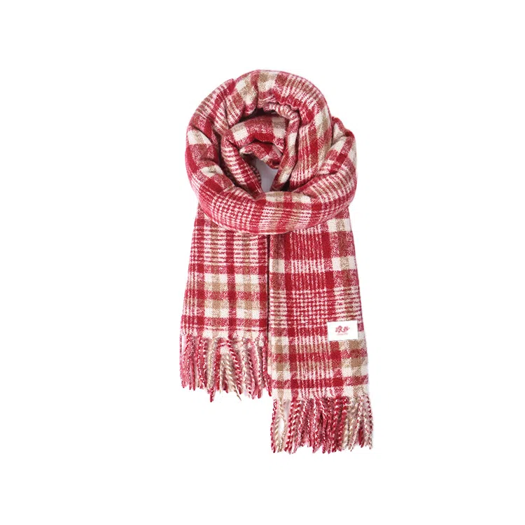 浪莎 超显白学院风格纹双面仿羊绒披肩秋冬季学生保暖流苏围脖 礼盒装 聚酯纤维 绒线围巾 男女同款情侣款