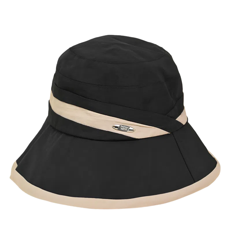 杨同学 韩版拼色时尚百搭金属小标优雅高级感遮阳防晒 涤纶 渔夫帽 女款 米色/卡其/咖啡/黑色