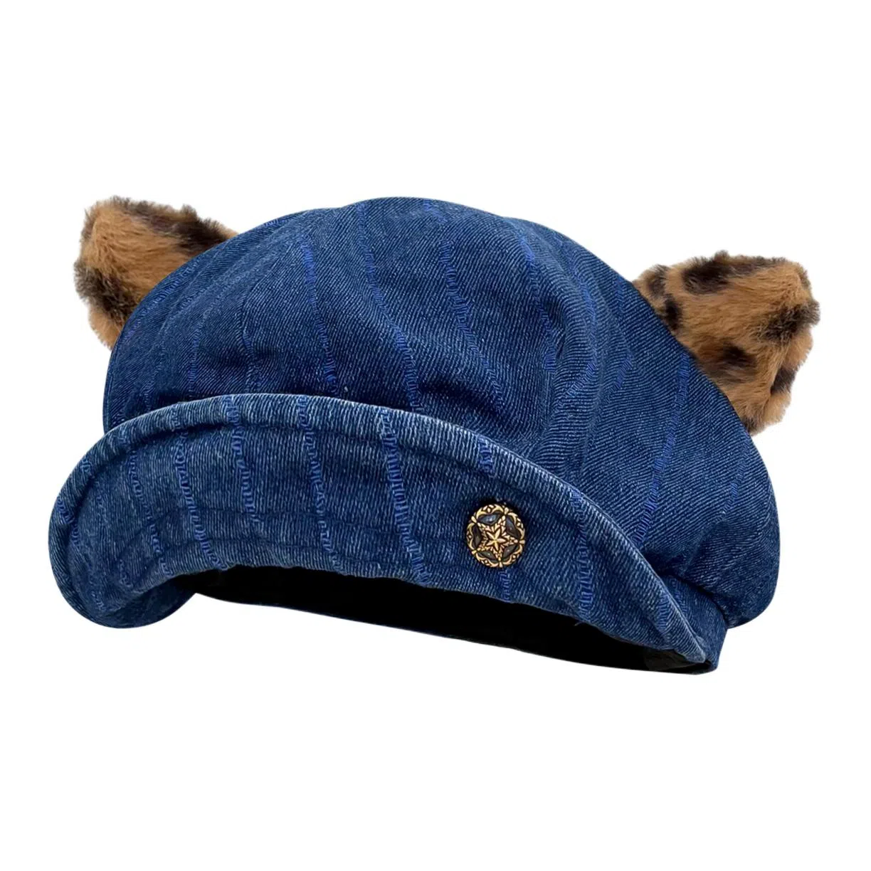 木林森 日系复古条纹豹纹耳朵八角帽百搭显脸小画家帽云朵帽潮 棉 贝雷帽 男女同款情侣款