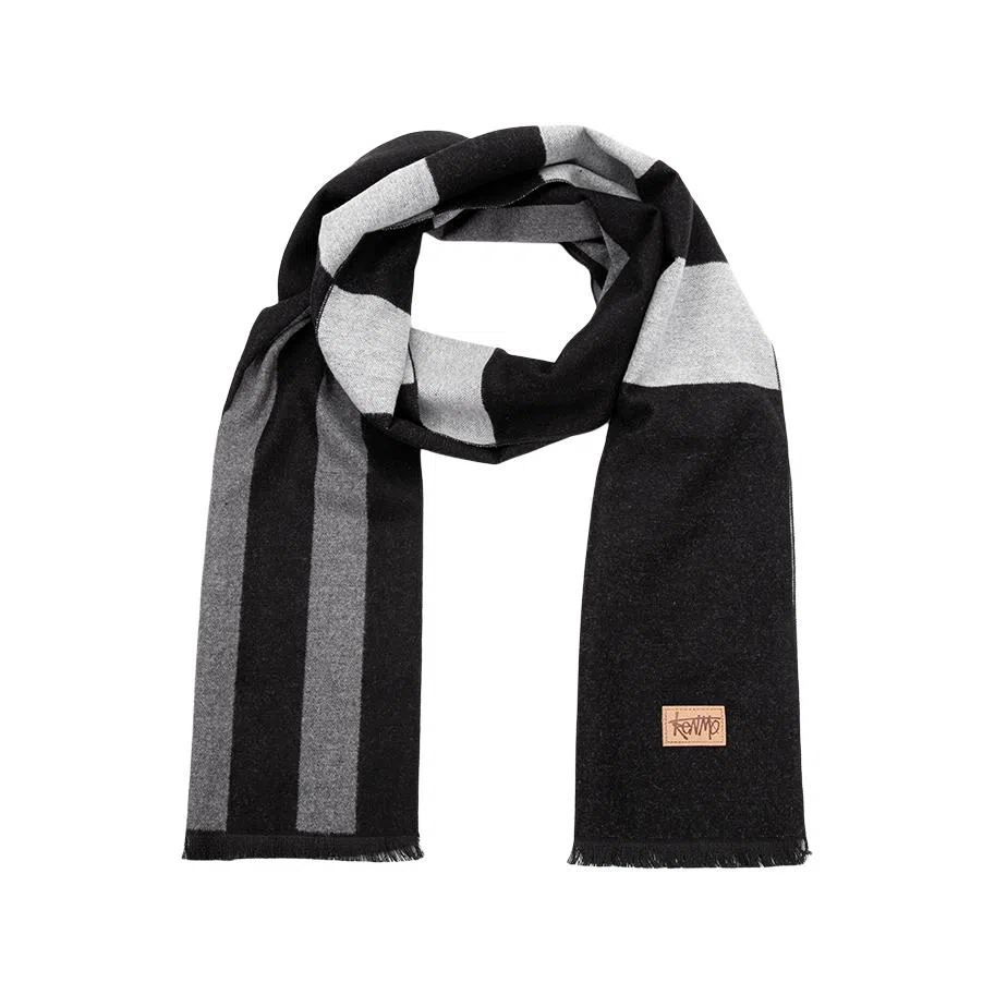 肯默 保暖条纹简约 聚酯纤维 绒线围巾 男女同款情侣款