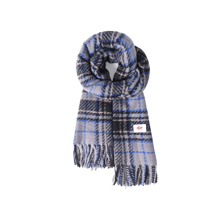 浪莎 软糯圈圈纱格子围脖文艺风韩版时尚百搭撞色保暖 聚酯纤维 绒线围巾 男女同款情侣款