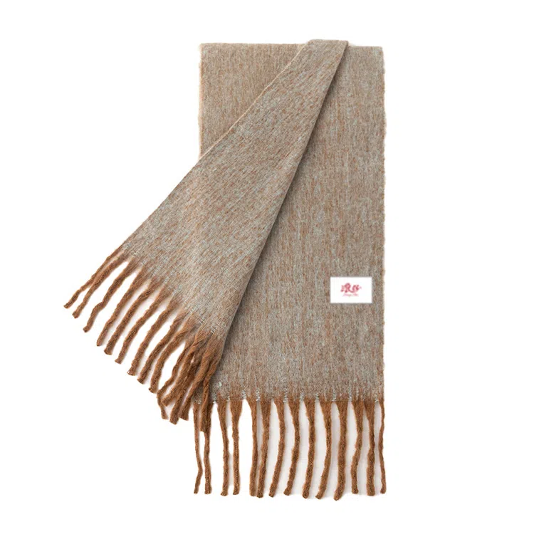 浪莎 秋冬纯色款百搭加厚软糯仿羊绒格子围脖高级感百搭加长保暖围脖 礼盒装 聚酯纤维 绒线围巾 男女同款情侣款