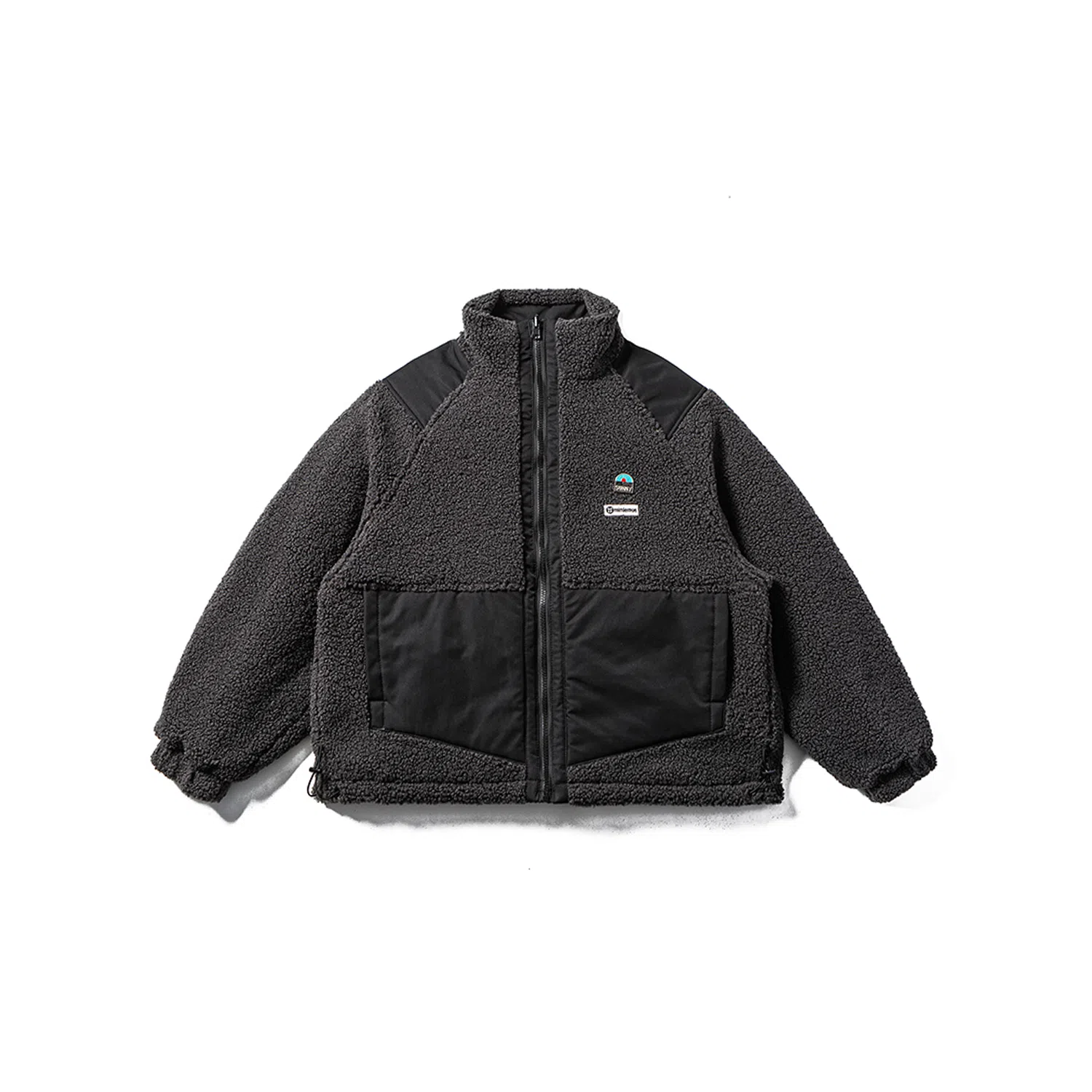 【dme】 潮流美式设计感立领两面穿羊羔毛棉衣外套男冬季宽松保暖中性休闲拼接工装棉服 男女同款