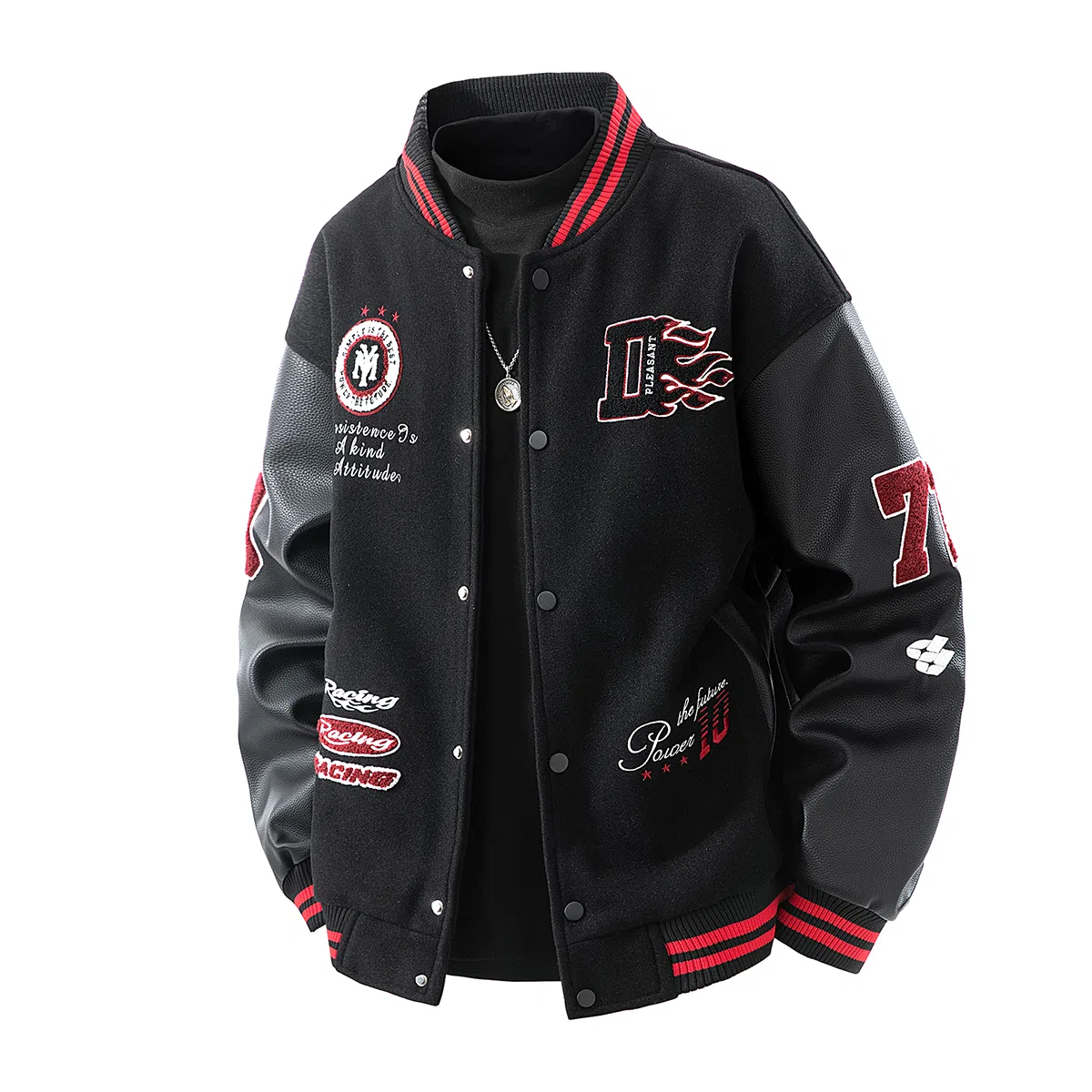 KNOCKSPARK Racing Embroidered Bomber Jacket