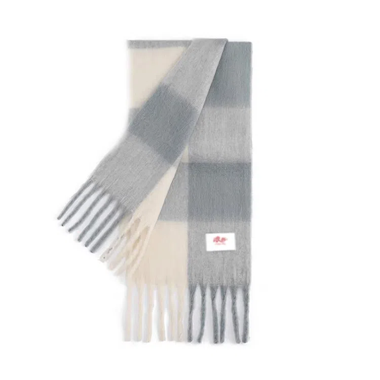 浪莎 柔软温柔大格保暖 聚酯纤维 绒线围巾 男女同款情侣款