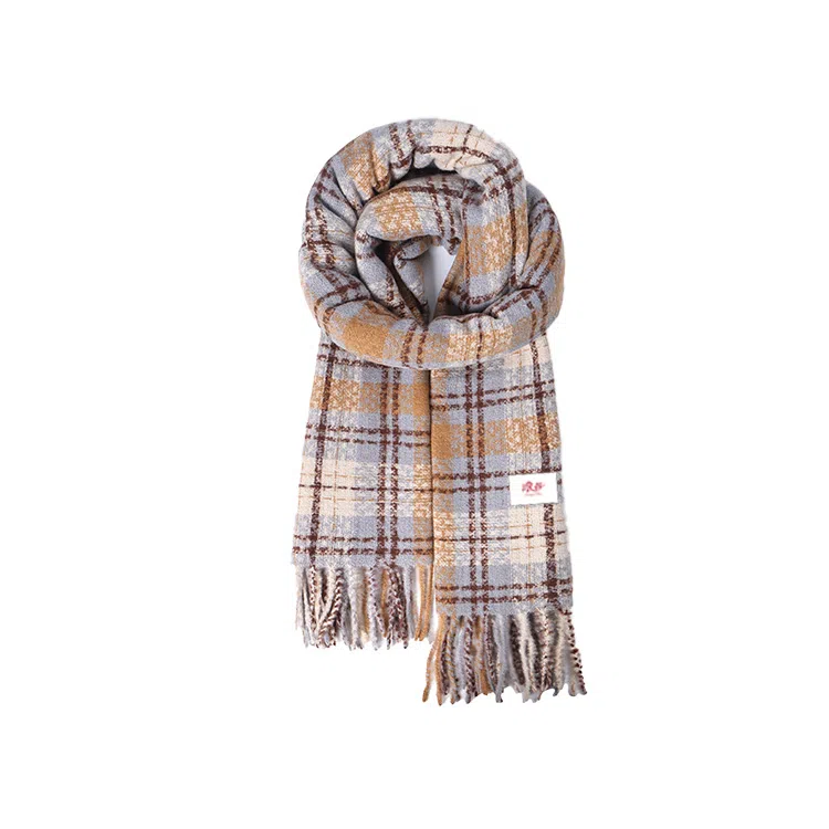 浪莎 复古小众显白插色格子围脖百搭保暖加厚仿羊绒披肩两用 礼盒装 聚酯纤维 绒线围巾 男女同款情侣款