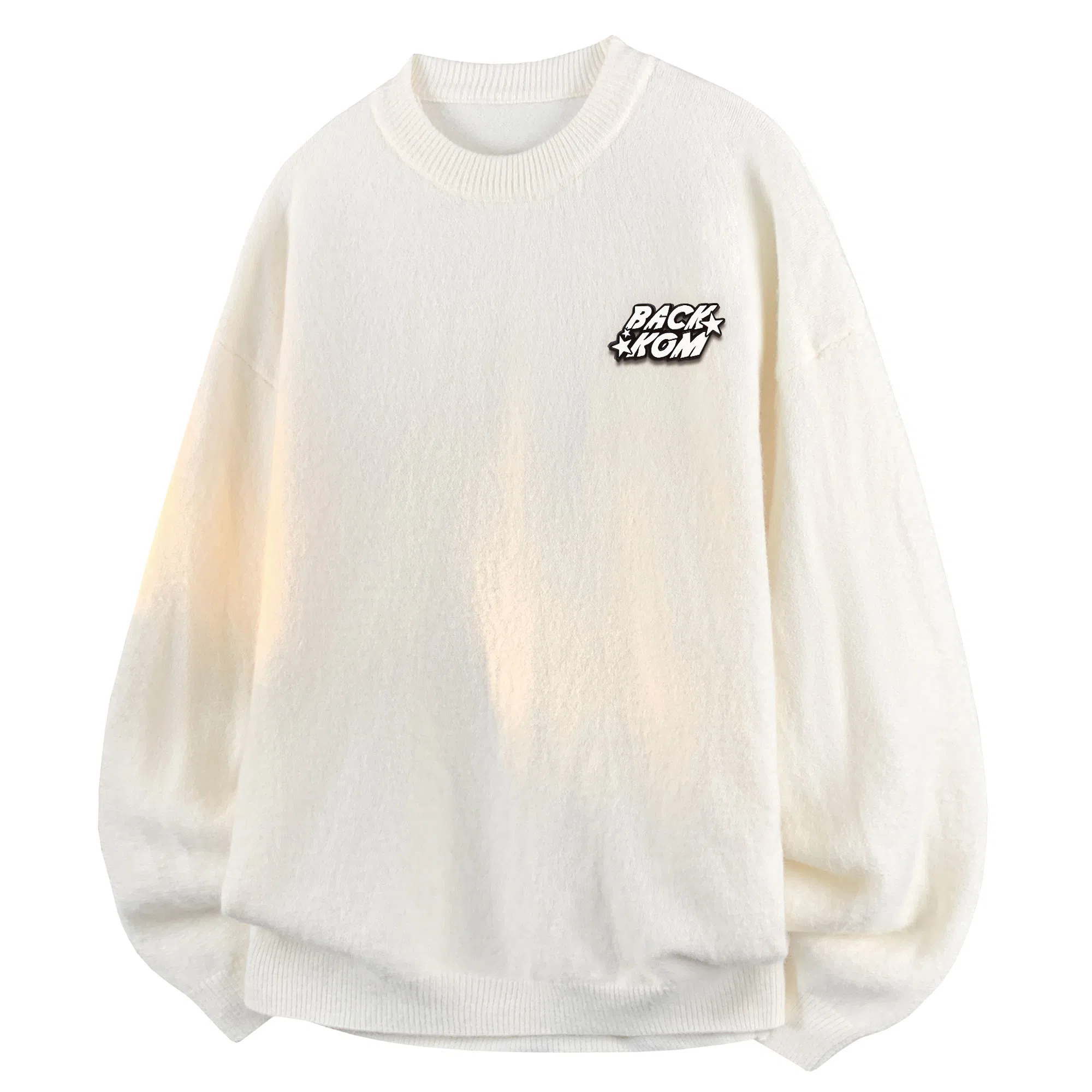 大卫贝肯 纯色基础款可拆卸胸针保暖宽松休闲慵懒百搭圆领韩系时尚长袖毛衣 男女同款