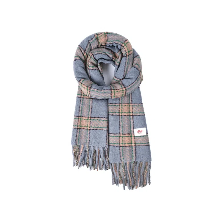 浪莎 韩系氛围感格子保暖百搭学院风配饰格纹 聚酯纤维 绒线围巾 男女同款情侣款