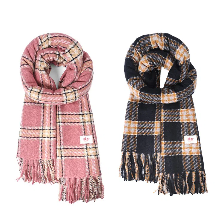 浪莎 韩系氛围感格子保暖百搭学院风配饰格纹 聚酯纤维 绒线围巾 男女同款情侣款