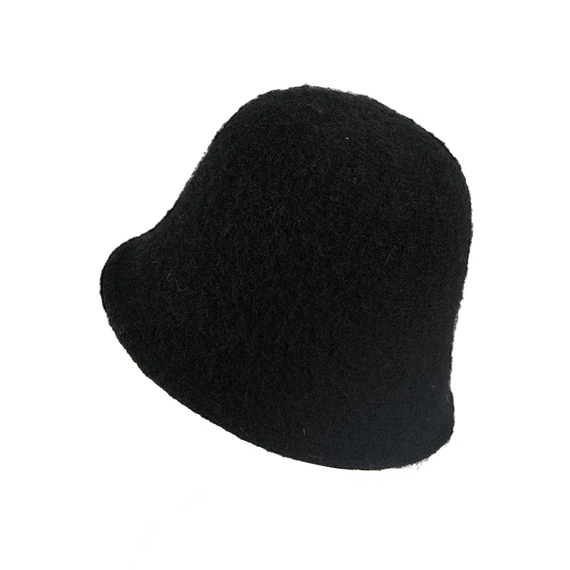 稻草人 韩版纯色毛绒高级感百搭素颜显脸小 聚酯纤维 渔夫帽 女款