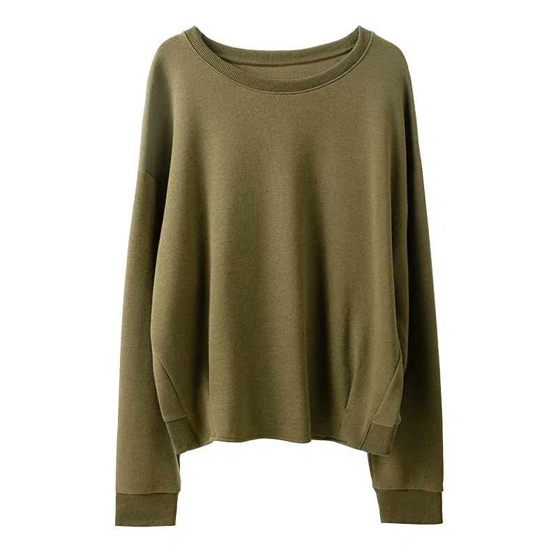 内在密码 外穿宽松版套头圆领上衣女羊毛加绒秋冬打底厚款长袖纯色卫衣保暖上装 女款