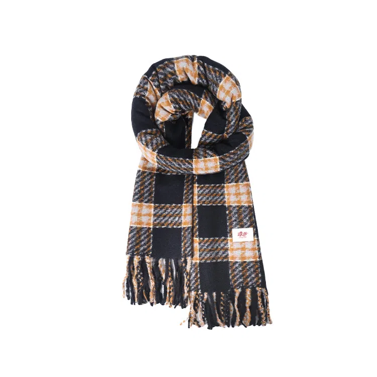 浪莎 韩系氛围感格子保暖百搭学院风配饰格纹 聚酯纤维 绒线围巾 男女同款情侣款