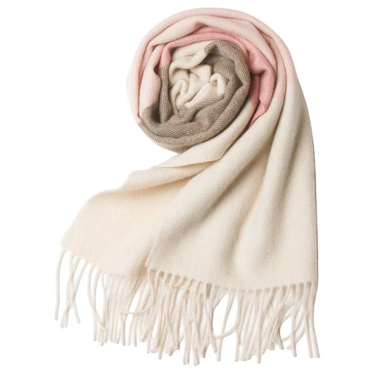 恒源祥 拼色柔软舒适时尚百搭保暖 山羊绒 绒线围巾 男女同款情侣款