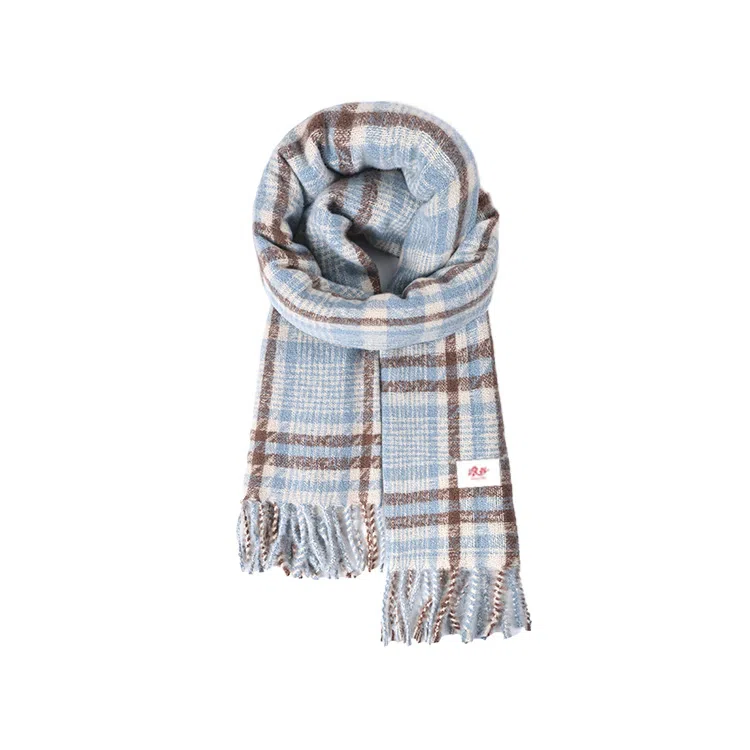 浪莎 超显白学院风格纹双面仿羊绒披肩秋冬季学生保暖流苏围脖 礼盒装 聚酯纤维 绒线围巾 男女同款情侣款