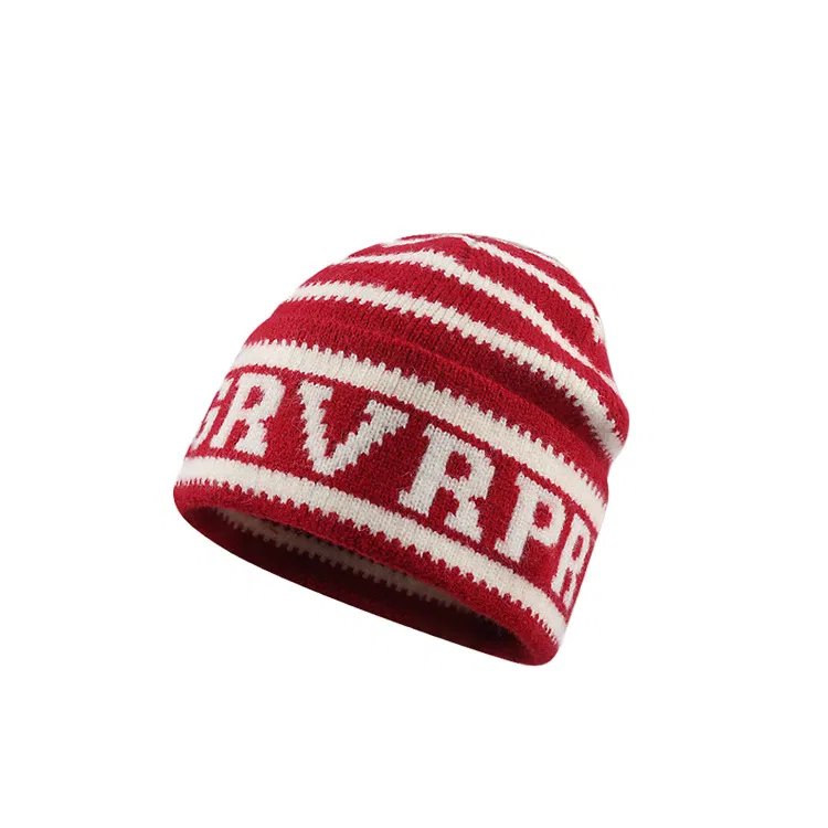 浪莎 韩系字母条纹秋冬保暖护耳大头围显脸小 腈纶 绒线帽 男女同款情侣款