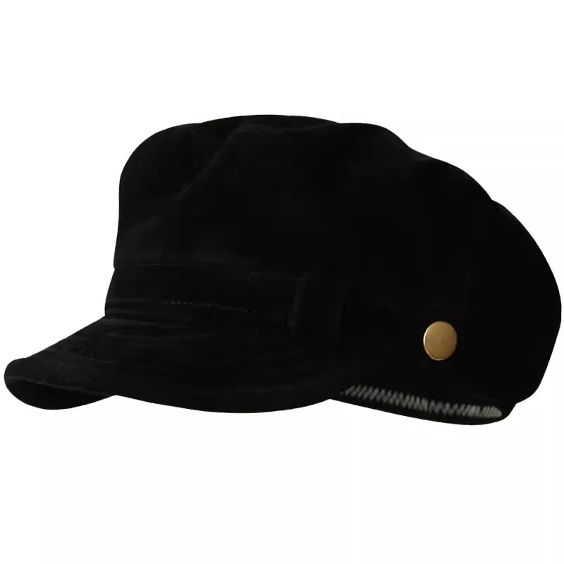 钓鱼熊 氛围感日系复古显脸小英伦平顶法式 聚酯纤维 贝雷帽 男女同款情侣款