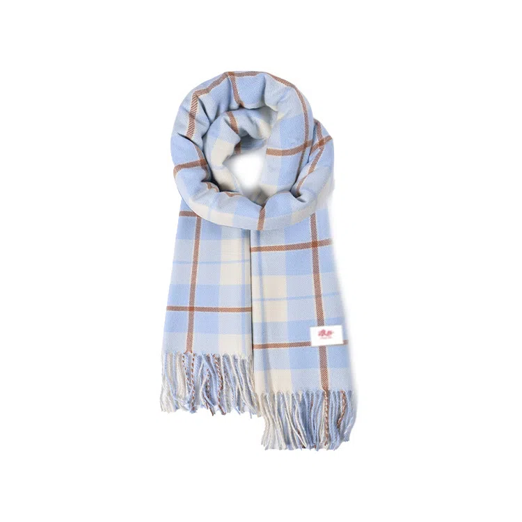 浪莎 小清新学院风高颜值粗线条格子秋冬季防寒护脖保暖加厚柔软撞色围脖 心动礼盒装 聚酯纤维 绒线围巾 男女同款情侣款