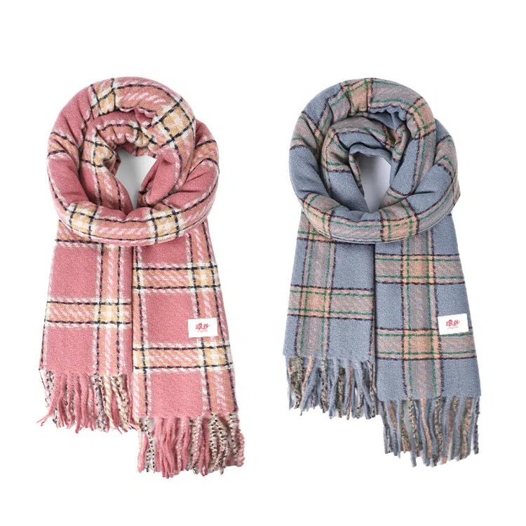 浪莎 韩系氛围感格子保暖百搭学院风配饰格纹 聚酯纤维 绒线围巾 男女同款情侣款