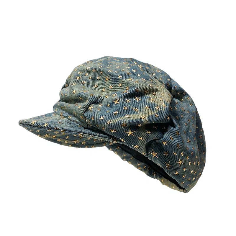 钓鱼熊 韩系做旧星星时尚薄款百搭大头围帽子 棉 贝雷帽 男女同款情侣款