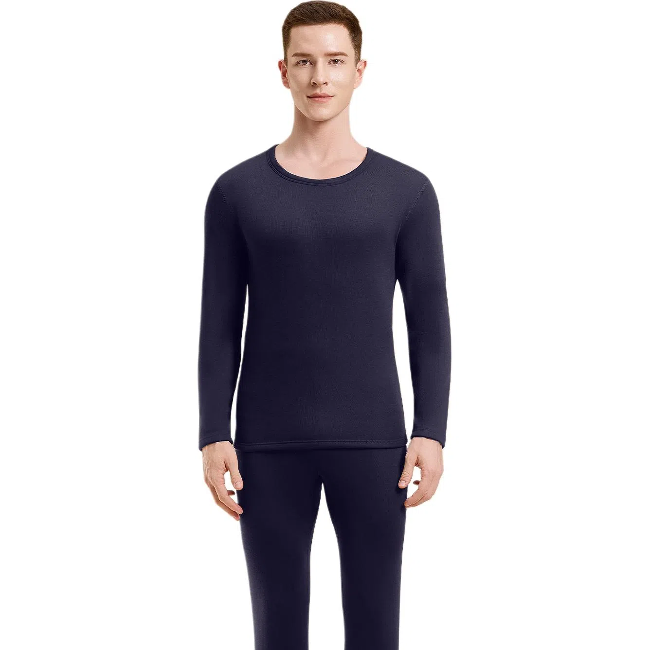 兰缪 寒冬加绒加厚羊毛蚕丝德绒发热锁温防寒秋衣秋裤抗菌抗静电舒适透气打底内衣保暖套装 男款