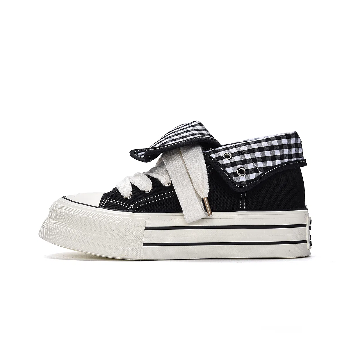 MISTERY Plaid High-Top Canvas Sneakers