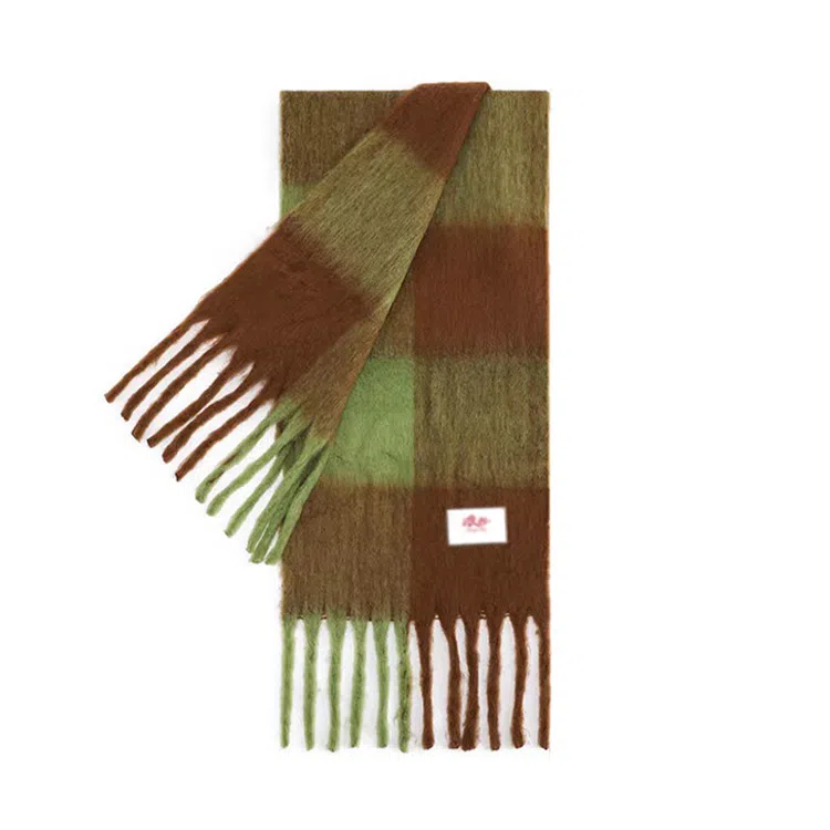 浪莎 柔软温柔大格保暖 聚酯纤维 绒线围巾 男女同款情侣款